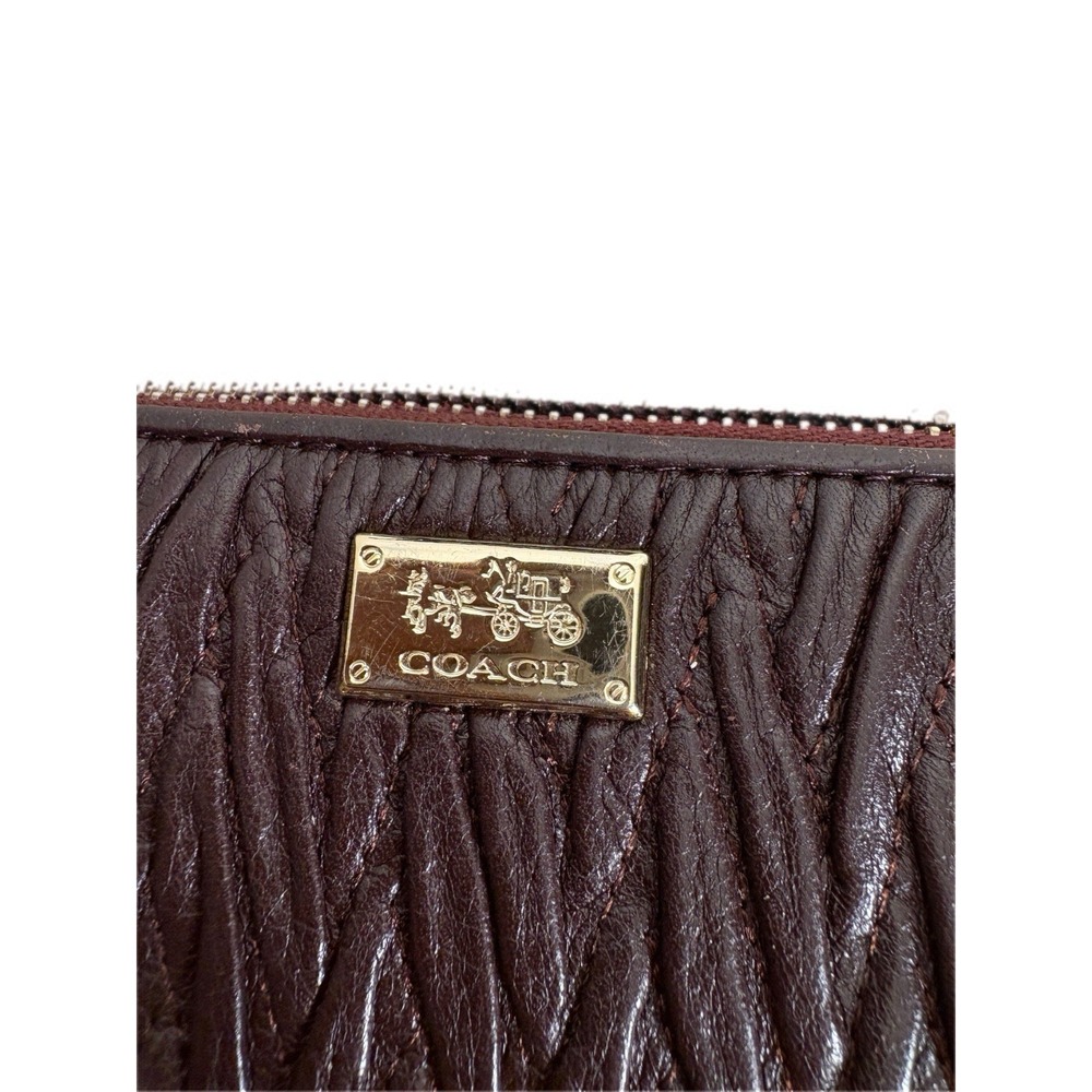Coach Wallet Brown Gathered Twist Accordian Zip‎ Gold Zip Classic Sophisticated - Picture 4 of 7